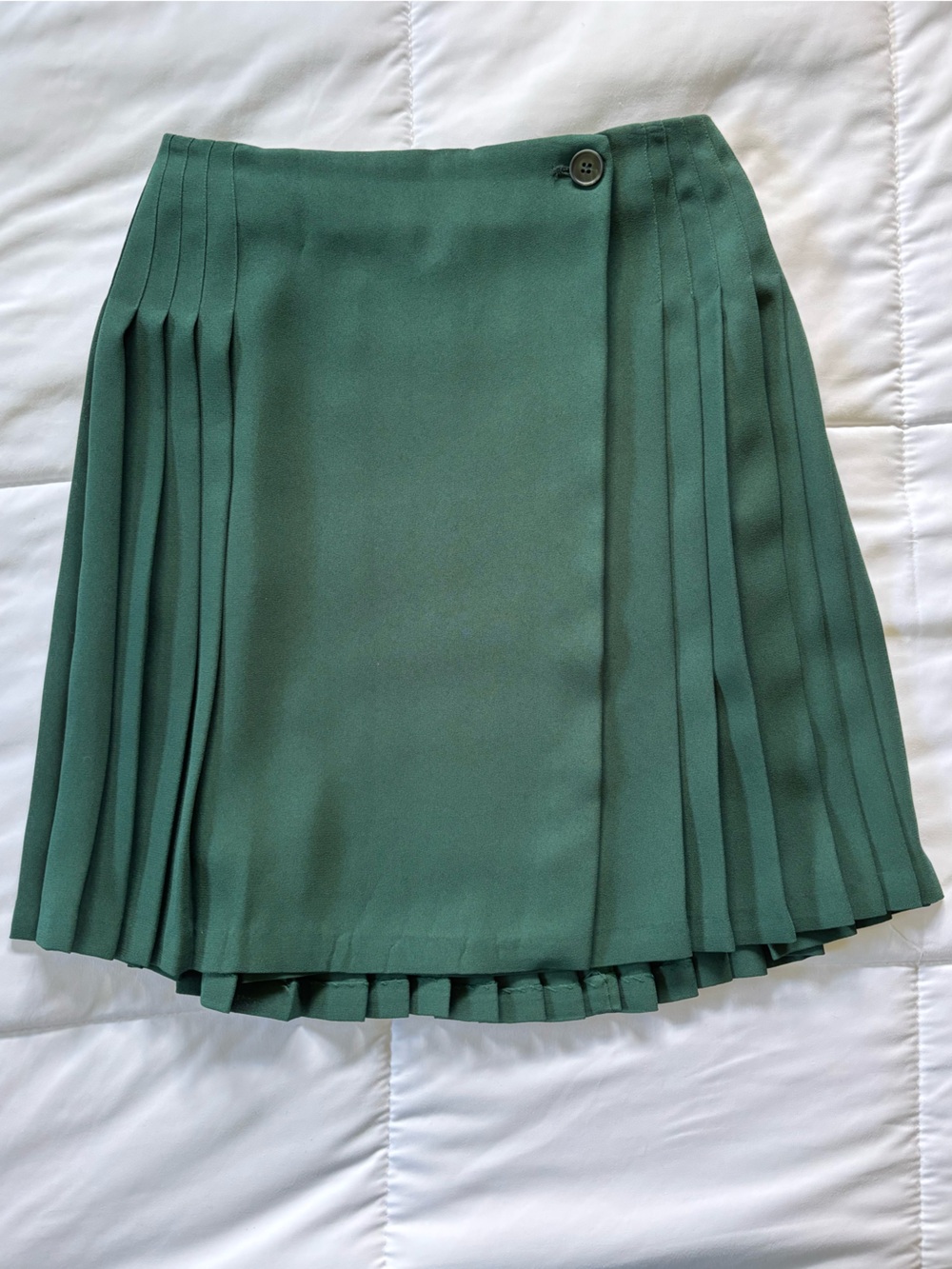 Vintage Casual Corner Forest Green Pleated A-Line Mini Skirt Size 8 27” Waist